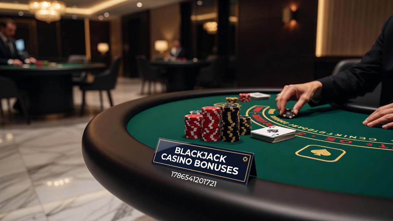 Player reviewing blackjack bonus terms and wagering progress