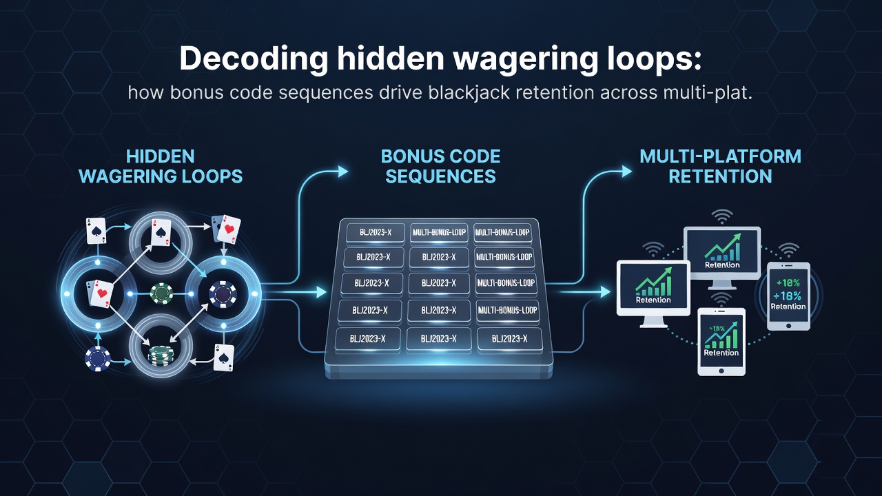Network graph illustrating retention loops between mobile, desktop, and partner casino platforms driven by sequential bonus codes