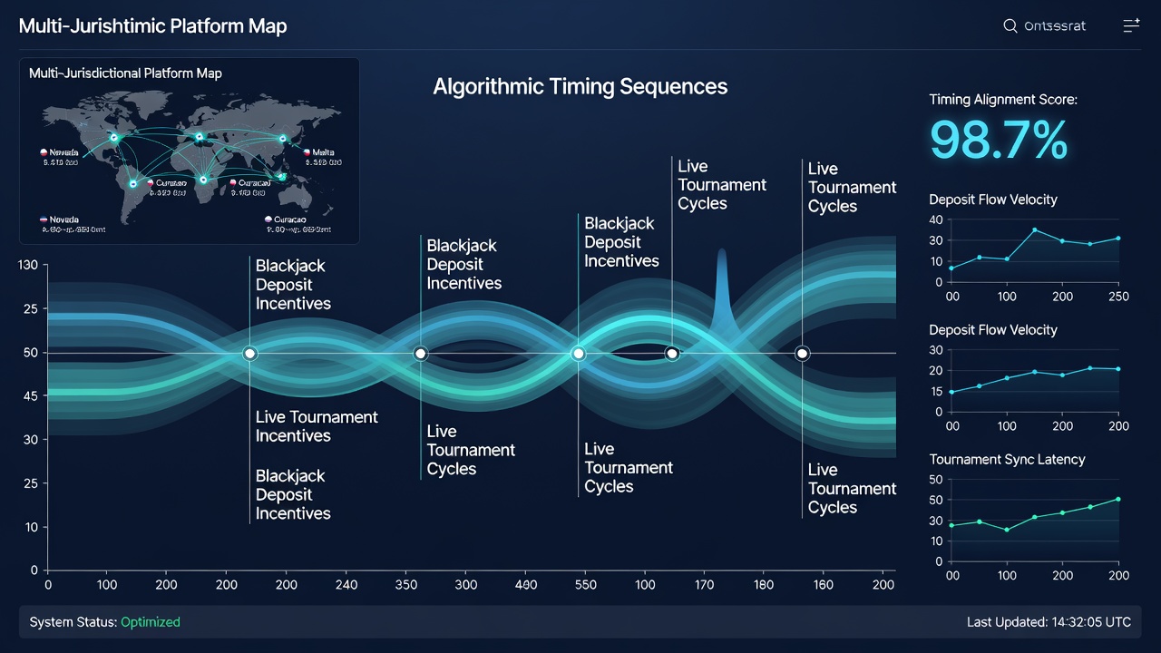 Diagram showing algorithmic timing sequences for blackjack deposit incentives synchronized with tournament cycles on digital platforms
