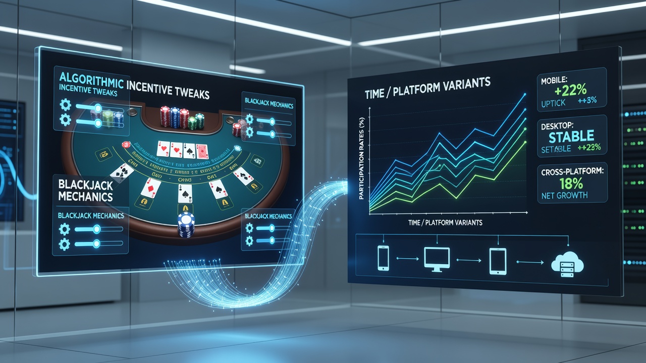 Data visualization showing participation rate changes across mobile and desktop blackjack platforms