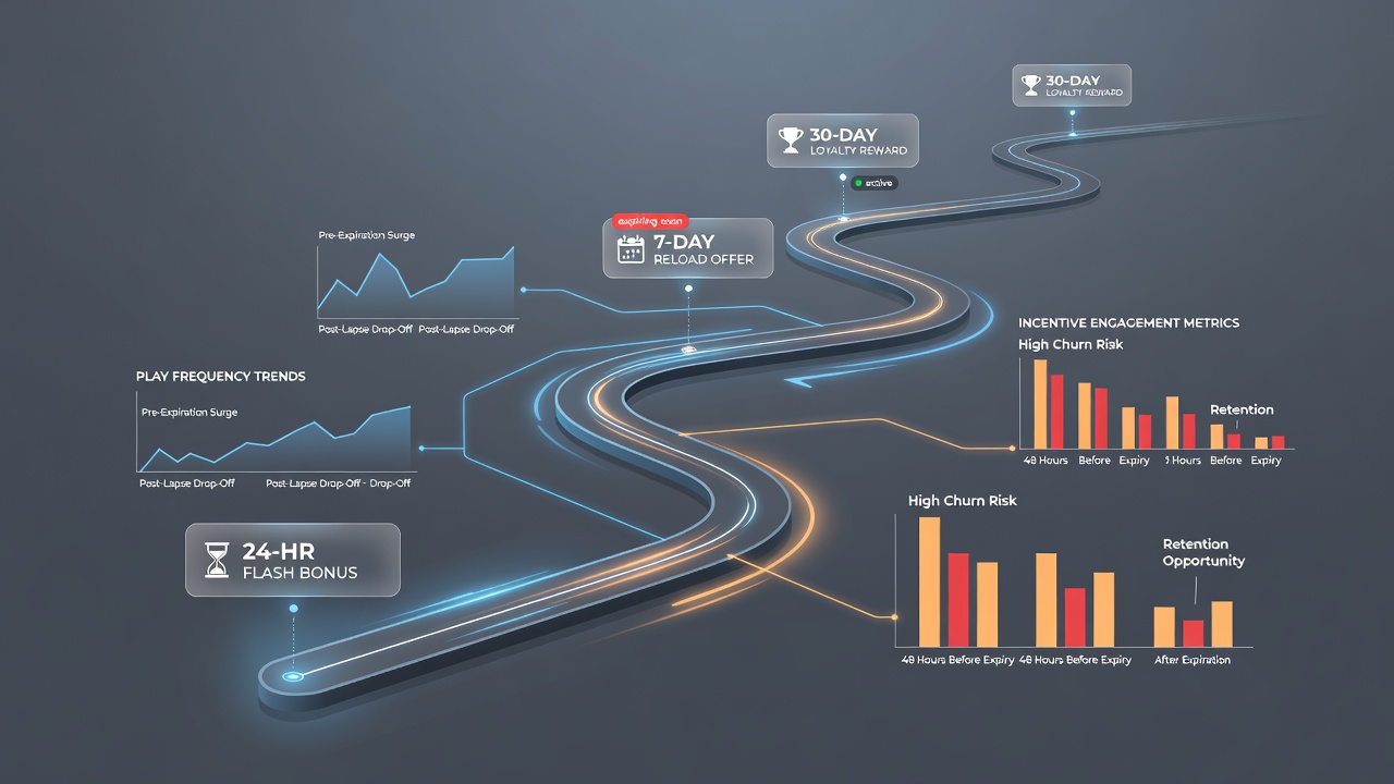 Analytics dashboard displaying player activity trends linked to bonus expiration dates over several months