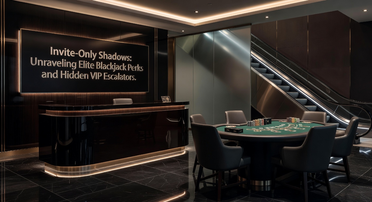 Elegant VIP escalator graphic illustrating tiered perks from silver shadows to diamond elite status in a blackjack context