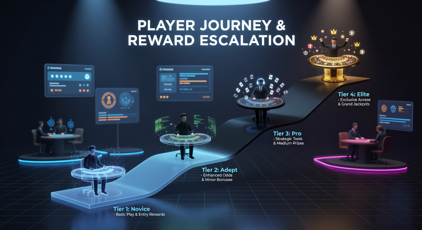 Diagram showing data flows and player pathways through blackjack reward tiers in online gaming platforms
