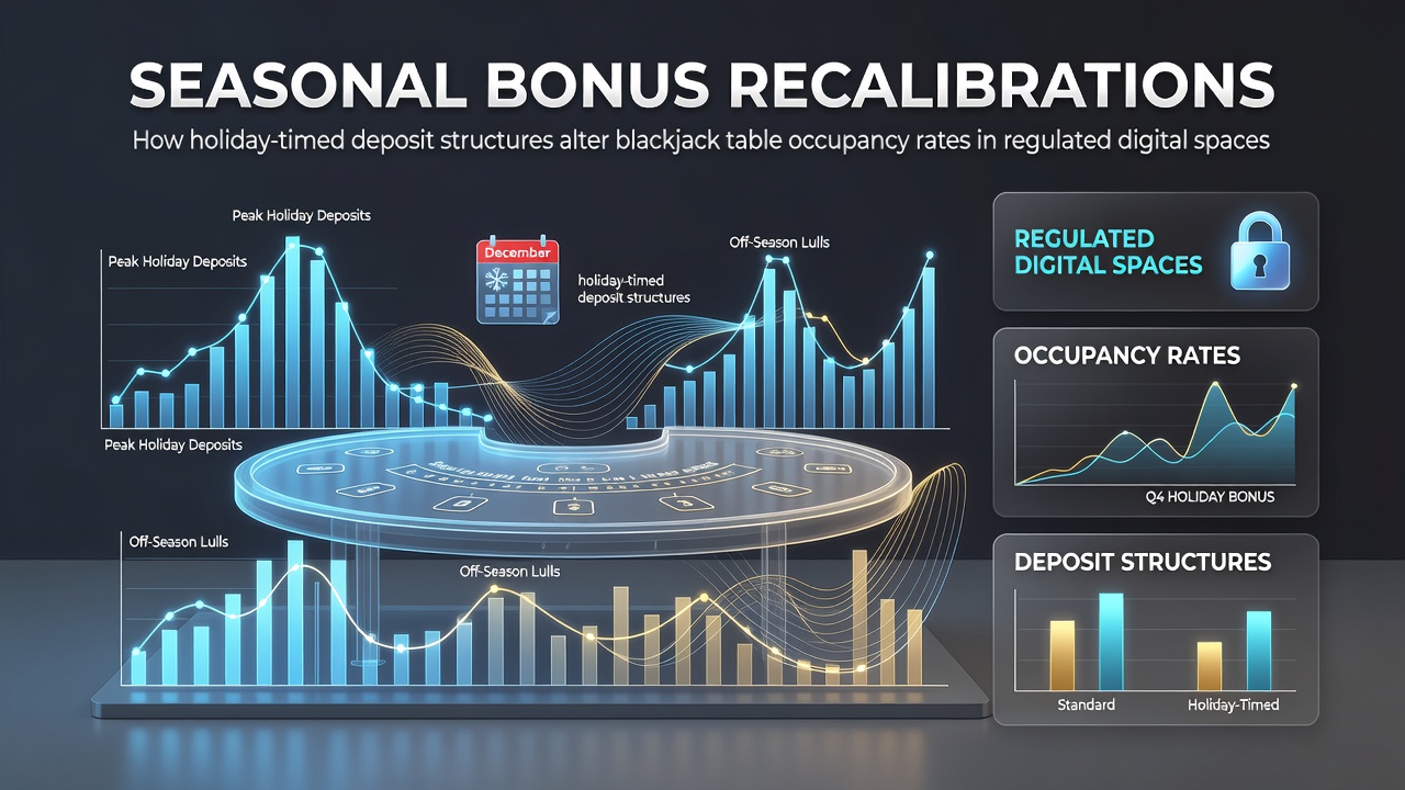 Digital blackjack tables showing occupancy fluctuations during holiday bonus periods in regulated online casinos