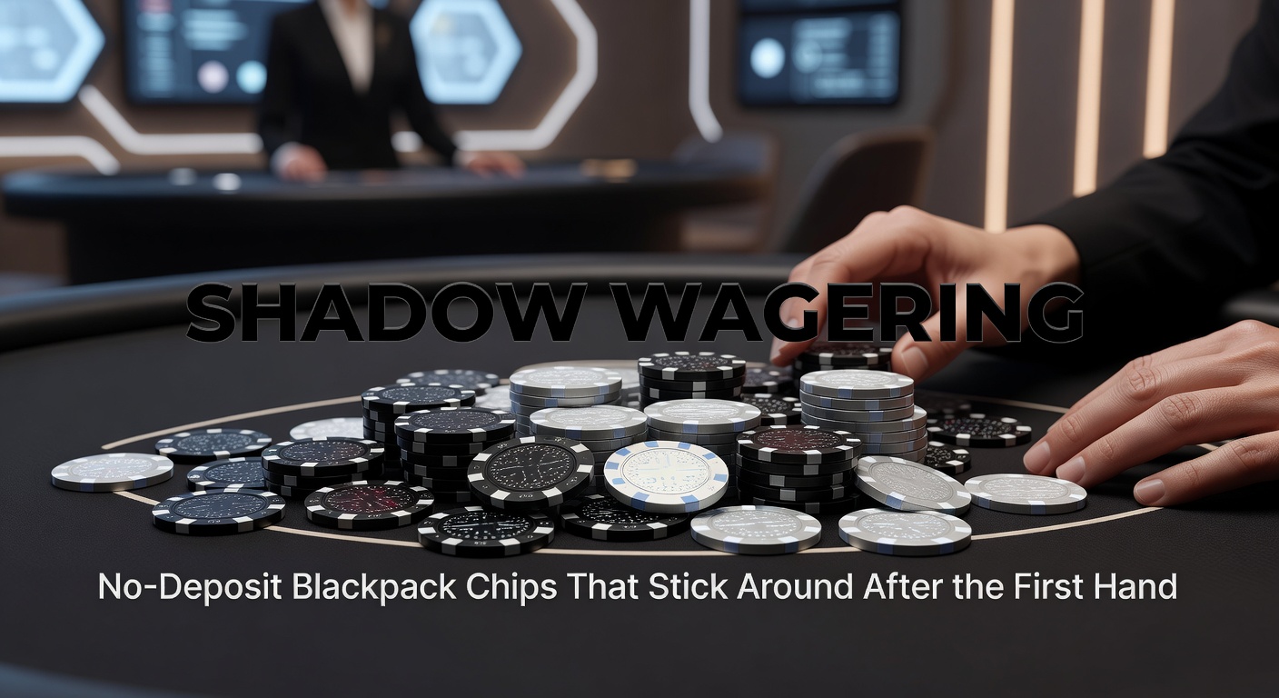 Digital illustration of shadowy blackjack chips persisting on a virtual table after multiple hands, symbolizing enduring no-deposit bonuses
