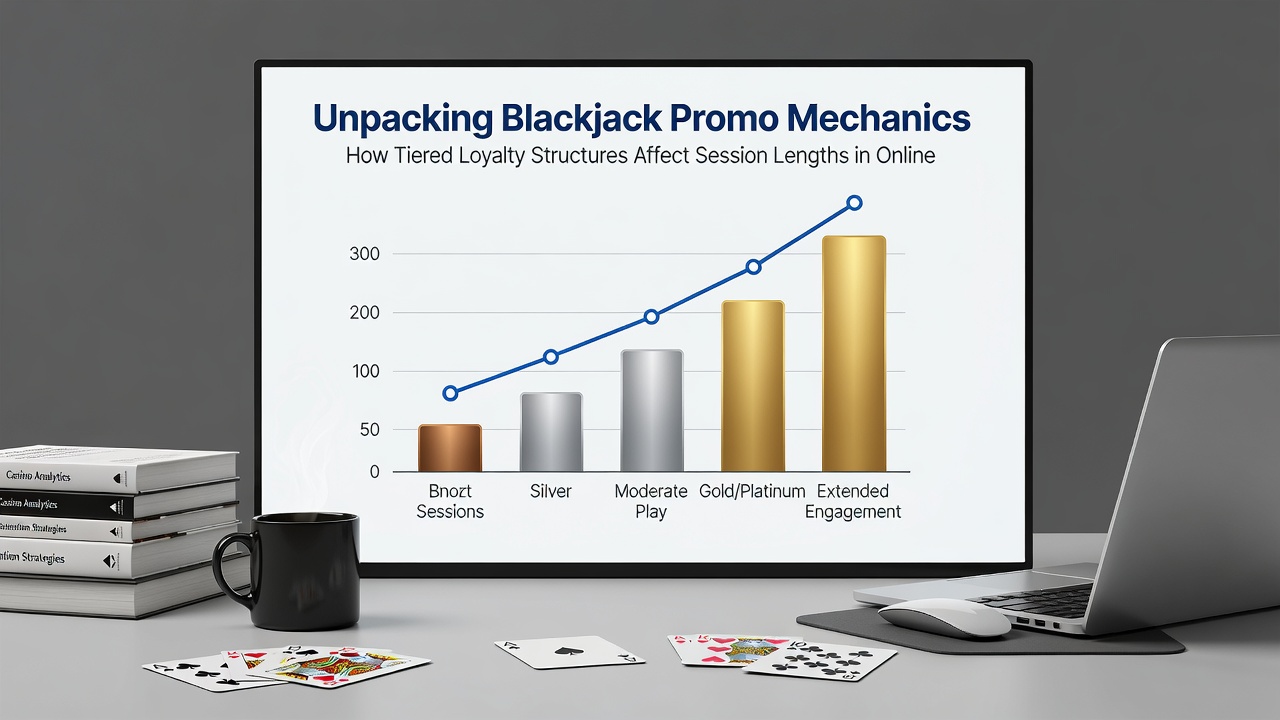 Chart displaying average blackjack session durations segmented by loyalty tier across online card room platforms